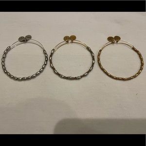 Alex and Ani gold & silver beaded bangle bracelets